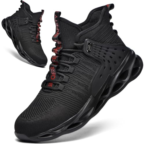 Kaximd Steel Toe Shoes for Men Women Lightweight Steel Toe Sneakers Mid Cut Indestructible Work Boots Construction Safety Shoes Black787-42