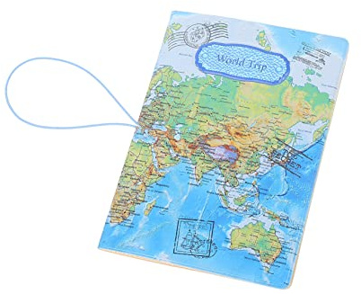 TINEASUR Custodia per Passaporto Mappa 3d, Porta Documenti da Viaggio in Pu, Blu, Protezione per Biglietto e Accesso Rapido per Viaggi
