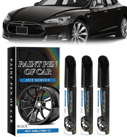 3 pennarelli a vernice per cerchioni neri da 30 ml, colore nero, per riparazione dei cerchioni, per la rimozione di graffi, cerchioni e pneumatici di auto e moto