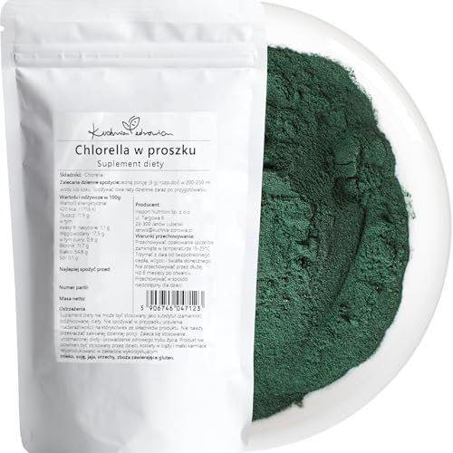 Kuchnia Zdrowia - Polvere di clorella - 250 g per confezione - Disintossicante - Detergente per il corpo - Naturale - Senza additivi inutili - Confezione con chiusura a zip.