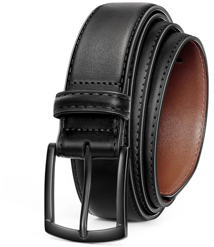 VONMELLI Cintura Uomo Cintura in Pelle PU Regolabile Cinta Uomo per Abito Casual Golf Jeans Pantaloni Nero Fibbia nera S