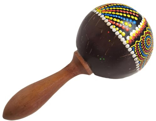 Kokosnötskal handhållen Maraca, slagverksskakare i trä, vibrerande musikinstrument, smidigt grepp, perfekt för fester och uppträdanden