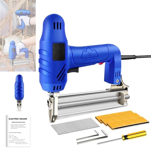 2 in 1 Corded Staple Nailer Gun, Brad Nailer/Stapler/Nailers Tacker, Heavy Duty Electric Nail Gun for Wood, Staplers & Tackers for Woodworking, Decorating, Construction Jobs