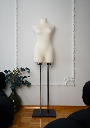 AILANT Manichino da sartoria da donna, manichino da donna, con fodera in ecru S/M