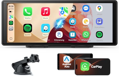 Aonerex CarPlay Bildschirm, Wireless Android Auto Display mit 9,26 Zoll Touchscreen, GPS Navigationsgeräte, Bluetooth Freisprecheinrichtung, MirrorLink, Tragbares Multimedia für Auto PKW LKW Wohnmobil