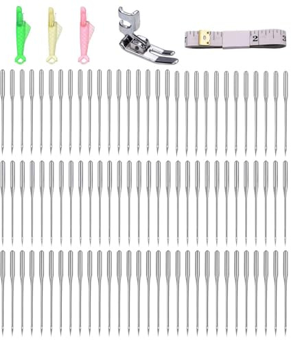 DUINIU 90 Agujas para Máquinas De Coser En Varios Tamaños Y 5 Accesorios Profesionales, Juegos De Herramientas De Costura, Equipos De Costura Domésticos, Adecuados para La Costura Manual.