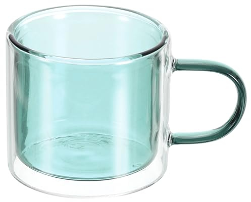 QUARKZMAN 8.4 oz Tasses À Café En Verre Double Paroi, Tasse À Thé Avec Poignées Élargies Pour Espresso, Cappuccino, Sachet De Thé, Latte, Boissons Chaudes Froides, Jus, Vert