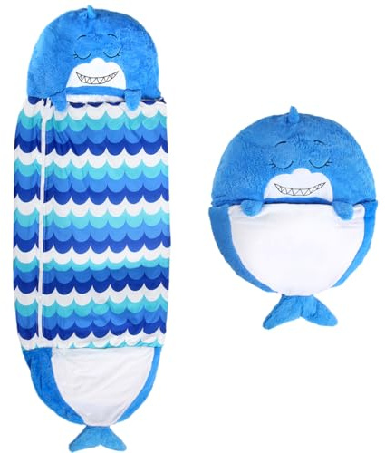 Discoball Sacchi a pelo per bambini, ragazzi e ragazze, in peluche, per asilo, viaggi, campeggio, asilo nido (blu, 135 x 50 cm)