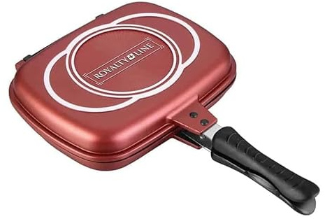 Generico Padella Doppia Antiaderente Chiusura Ermetica – Bistecchiera Girabile Effetto Pietra, Ideale per Carne, Pesce e Verdure – Antiaderente, Anti-Perdita, Cottura Uniforme (32CM)