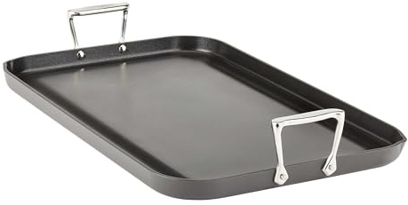All-Clad HA1 Hard Anodized Nonstick Griddle 13x20 Inch Oven Broiler Safe 500F Pots and Pans, Cookware Black