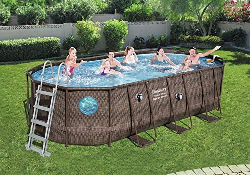 Bestway - Piscina da piscina, ovale, 5,49 x 2,74 cm, altezza 1,22 m, imitazione intrecciata + oblò