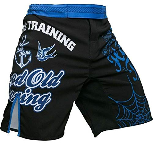 Hardcore Training Good Old Boxing Black Homme Combat Shorts Arts Martiaux MMA BJJ Fitness Muay Thai Boxe Grappling No Gi