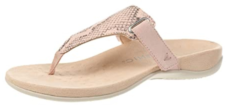 Vionic Rest Wanda Women's T-Strap Sandal That Includes Three-Zone Comfort for Heel Pain and Plantar Fasciitis with Concealed Orthotic Arch Support Wide Fit Pale Blush Pink UK 8