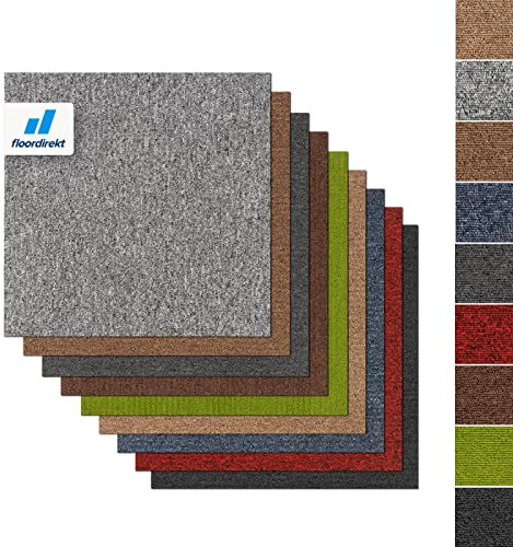 Floordirekt Teppichfliesen Moscow - Selbstliegend - Bodenbelag für Büro, Hotel oder Wohnraum - Strapazierfähig & pflegeleicht (50 x 50 cm, Anthrazit 03)