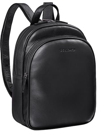 STILORD 'Aubrey' Damen Tagesrucksack Leder Vintage Daypack für 10,9 Zoll Tablet Kleiner Cityrucksack Frauen Lederrucksack Elegant und Modern Echtleder, Farbe:schwarz