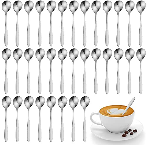 Yinkin 50 Pcs Demitasse Espresso Spoons 4.92 Stainless Steel Tablespoons Metal Dessert Spoons for Appetizer Sugar Ice Cream for Home Restaurant Kitchen,Mirror Polished,Dishwasher Safe