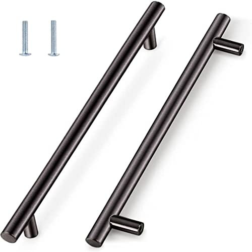Yomiro Schrankgriffe Möbelknöpfe Edelstahl Möbelgriffe Metall Griffe für Küchenschränke Griffe Möbel Türgriff Küche Küchengriffe Schubladen Griffe (2 Stück, Bohrlochabstand:128 mm, Schwarz)