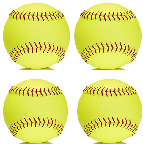 OMYOPY Official Size Softballs 12 Softballs Fastpitch Practice, Unmarked & Leather Covered Training Ball for Games, Practice and Training(4 Pack)