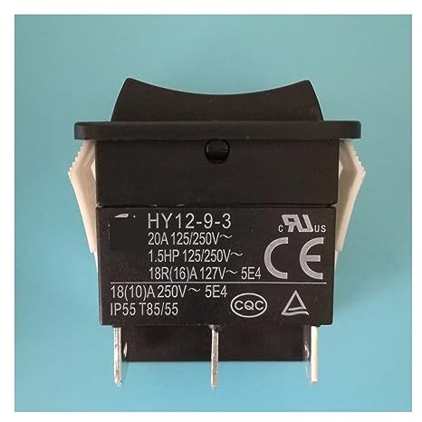 DOMOJT Taste Schalter 2 Stück HY12-9-3 6 Pins Druckknopf EIN Aus EIN Wippschalter Drucktastenschalter for Elektrowerkzeuge 125/250 V 18/20 A