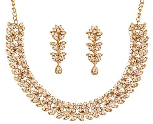 Touchstone Indian wedding jewelry set gold traditional necklaces for women statement rhinestone sets hollywood glamour style crystal stone bridal costume golden necklace