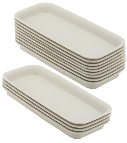 FAAING Lot de 12 soucoupes rectangulaires pour plantes - 30 x 13,8 x 2,4 cm - En plastique - Pour l'intérieur et l'extérieur