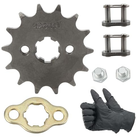 PowerMotor Kit di ricambio per moto 428-14T, 17 mm, kit di ricambio per moto da 50 cc, 70 cc, 110 cc, 125 cc, 150 cc, mini pocket bike, ATV, ciclomotore a 4 ruote, Go Kart