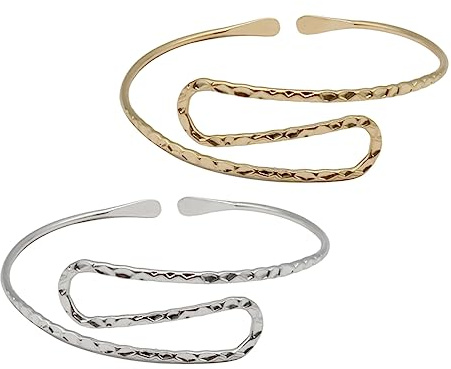 CTIRCHIU Bracciale a Spirale Avvolgente da Donna in Metallo 2 Pezzi, Polsino Elegante e Comodo per Braccio Superiore, Gioielleria Decorativa Minimalista