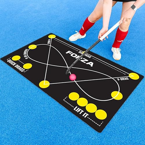 FORZA Individual Hockey Control Mat | 150 × 90 cm PVC Stick-handling & Drills Mat with Non-Slip Rubber Base | High-Visibility Drill Zones for Solo Training