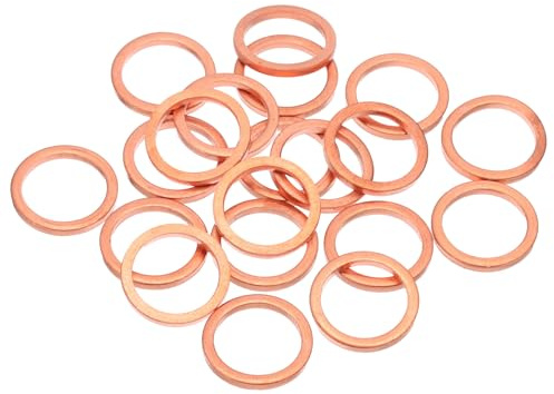 QUARKZMAN 20Pcs Rondelles Plates Cuivre M14, 14x18x2mm Rondelle Plate Cuivre Ameliorée Joint Métrique D'Etanchéité Rondelle Ecrasable Pour Raccordements Hydrauliques Vis Boulon Ecrou