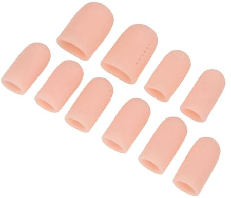 Keenso 10 Protectores de Dedos de Silicona Transpirables para Hombres y Mujeres, Longitud Ajustable para Uso Diario, Viajes de Oficina con Prevención de Callos
