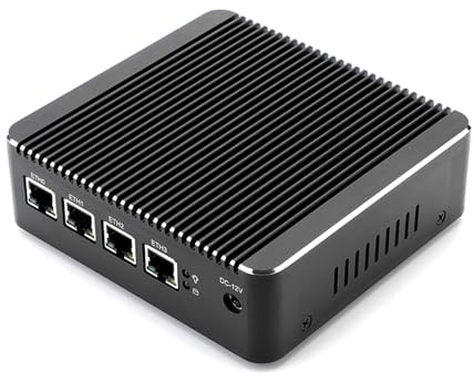 HSIPC N2940 Quad Core Firewall Micro Appliance, Mini PC, Router with 4G RAM 128G SSD, 4 RJ45 1GBE Port AES-NI Compatible with Pfsense OPNsense