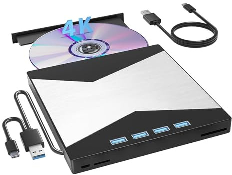 Lettore DVD, Lettore Blu-ray esterno 4K for laptop USB 3.0/lettore CD/DVD RW/masterizzatore