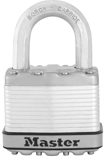 Master Lock M5EURD Cadenas Très Haute Sécurité [A Clé] [Acier Laminé] [Extérieur] M5EURD - Idéal pour les Remises, les Garages, les Clôtures et les Portails 50 mm Argent