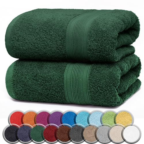 NatureMark 2er Pack SAUNATÜCHER Premium Qualität 80x200cm SAUNATUCH Sauna-Handtuch 100% Baumwolle Farbe: Dunkel Grün