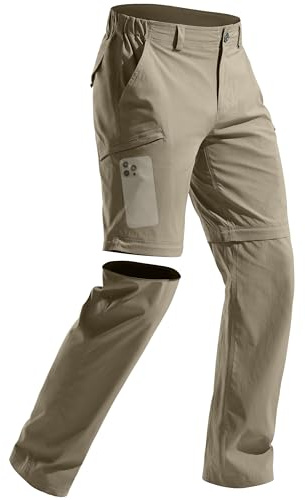 FREE SOLDIER Men's Outdoor Convertible Hiking Pants with Belt Lightweight Quick Dry Tactical Cargo Pants Nylon Spandex (Mud 34W x 30L)