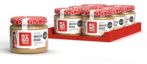MISO Tasty White Miso Paste - Gluten Free, Vegan, & Organic Miso Paste - Authentic Japanese Paste - Combine with Pasta Sauce, Noodles, Chicken, Salmon, Steak Rub, Soups, Stews, & Sweets - 6 x 200g