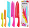Kitchen Knife Set 5-PCs with Covers - Colour Coded Non-Stick Knives Sets Sheaths Rust-Resistant Carbon Steel Chef Knife, Bread Slicing Utility & Paring