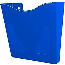 Deflecto A4 Wall Mounted Document & Leaflet Holder, Portrait Blue | Blue A4 wall rack keeps signs, brochures and letters tidy. No drill fixing, doubles as leaflet, menu and poster display.