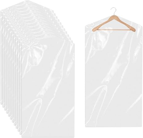 DOJA Barcelona | Bolsas Ropa para Perchas | Pack 100 | Bolsas Plastico Transparente para Ropa | Funda Ropa Transparente Portatrajes | Bolsa Plastico Transparente Guardar Ropa Armario, Mudanza...