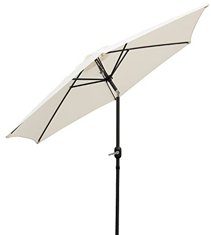 Vivo Technologies 2.7M Garden Parasol – Round Umbrella Sun Shading with Hand Crank, Tilt Function (UV 30+), Waterproof for Outdoor, Patio, Cream (Parasol Base Excluded)