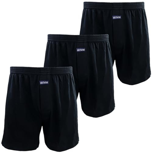 3 Pièces Caleçon Larges Homme 100% Coton Tricot Amples Respirants Ultra Confortables sous-vêtements M - 3XL (3XL, 3X Noir)