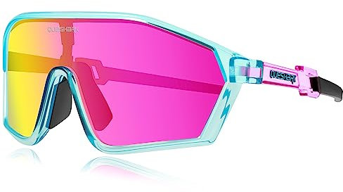 Queshark Polarisierte Fahrradbrille - Radsport Brillen für Männer & Frauen - UV400 Schutz,Sportbrille MTB & Snowboard Zubehör