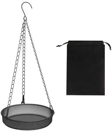 1 distributeur de nourriture pour oiseaux avec 1 sac non tissé, distributeur de nourriture suspendu pour vers de farine, gamelle en métal, adaptée pour nourrir les oiseaux, les vers de farine séchés,