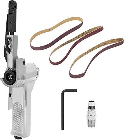 Levigatrice A Nastro Pneumatica 10 Mm Con 3 Nastri Abrasivi Per Metallo E Legno Velocità Elevata E Da Usare Per Spazi Ristretti Angoli Rientranti Fusioni Alluminio Acciaio E Mobili Dime