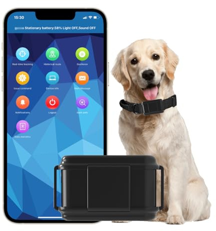 Winnes 4G Collare GPS per Cani APP Senza Abbonamento Geofence Anti-Perdita Tracker Impermeabile per Cane da Caccia,Animale di Grandi Dimensioni TK919Pro(Incluso Collare,Esclusa carta SIM)