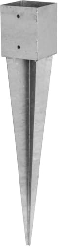 ADGO Manicotto per terreno - Set di 4 supporti per pali 100x100 Lunghezza 900 mm - Supporto per pali di recinzione - Ancoraggio a terra per pali in legno - Manicotto da inserire - Ancoraggio