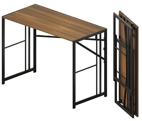 Lutown-Teen fällbart datorskrivbord 40 tum, espresso | Skrivbord för speldator, campingbord, ingen montering krävs skrivbord för hemmakontor för små utrymmen