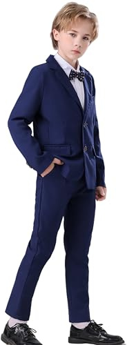 DANUOKU 2-teiliges Set für Jungen, Blazer und Hose, Freizeitkleidung oder Hochzeitsfeier, Pageboy-Outfit für 6–11 Jahre, marineblau, 7 Jahre