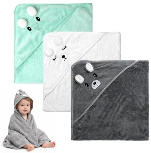 TMZELOA 3 asciugamani per bambini, con cappuccio, 80 x 80 cm, con cappuccio, asciugamano per bambini, asciugamano per bambini, asciugamano da bagno con cappuccio, asciugamano per bambini, asciugamano