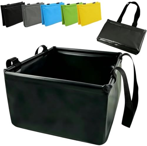 TUXUNQING Bol Pliable de 20L, Bol de Camping Carré, Pliable, Adapté à l’Extérieur, la Vaisselle et le Pique-Nique (Noir 20L)